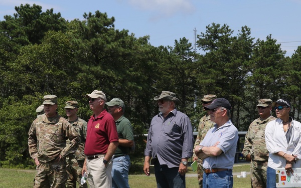 Distinguished civilian and military leaders visit the training sites for combined arms exercise Patriot Crucible at Camp Edwards August 3.