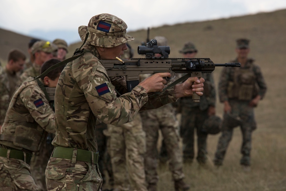 Agile Spirit 19: U.S. Marines and U.K. Army weapons cross training