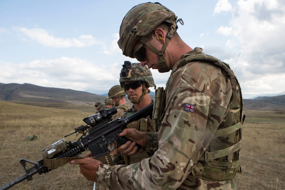 Agile Spirit 19: U.S. Marines and U.K. Army weapons cross training