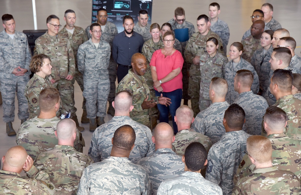 Chief Master Sgt. of the Air Force Kaleth O. Wright visits Team Tinker