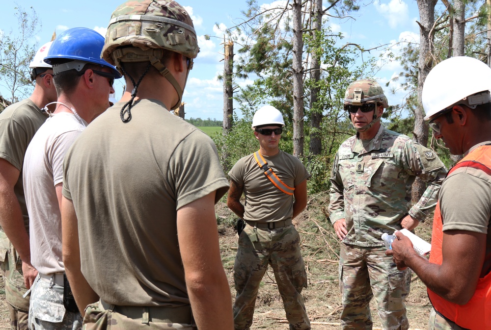 State Command Sergeant Major visits WING Soldiers and Airmen supporting recovery efforts