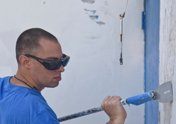 USS Emory S. Land Sailors help Beautify Local Guam Middle School Facilities
