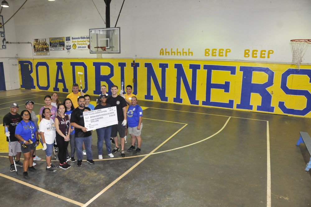 USS Emory S. Land Sailors help Beautify Local Guam Middle School Facilities