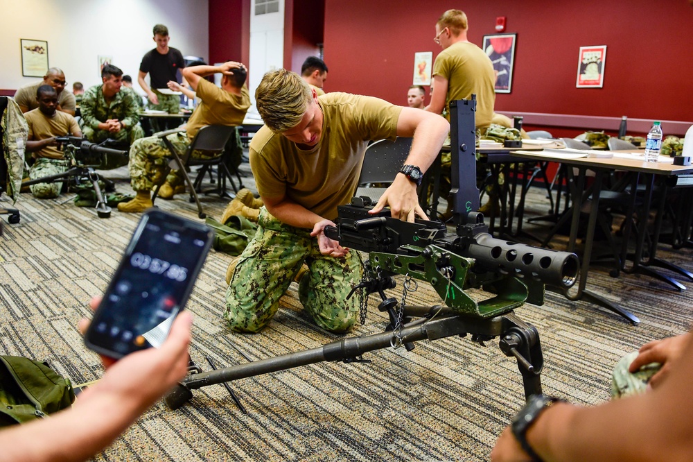 NMCB-3 Seabees prepare for crew served weapons course