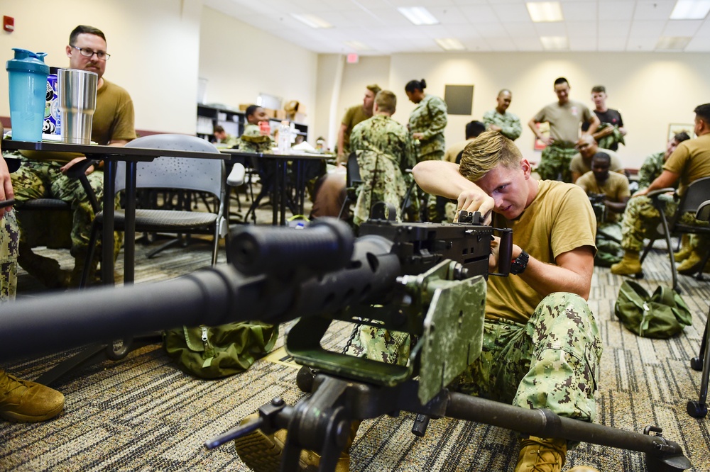 NMCB-3 Seabees prepare for crew served weapons course