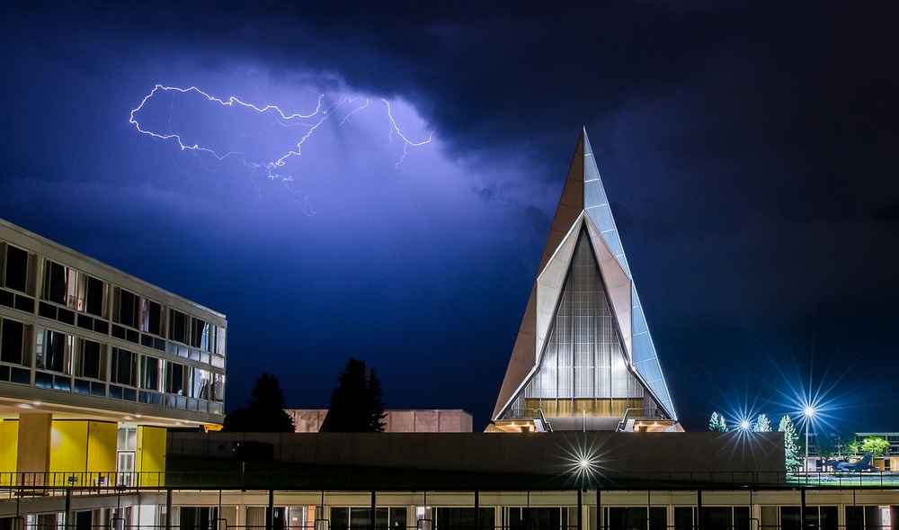 U.S. Air Force Academy Cadet Chapel Lightning Scenic