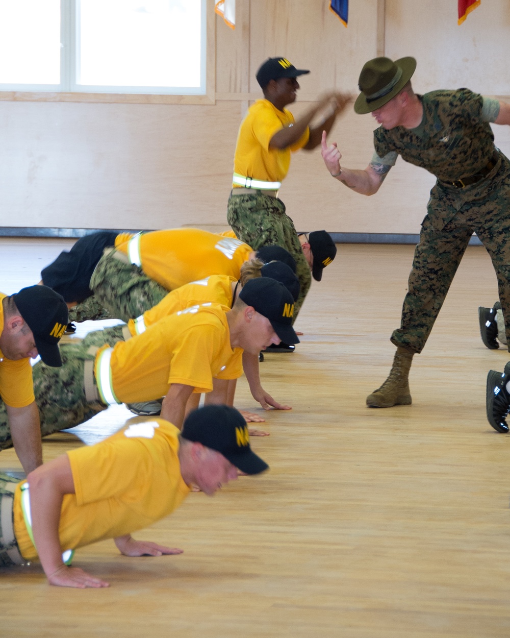 Officer Candidate School (OCS) class 01-20, here at Officer Training Command, Newport, Rhode Island, (OTCN) practices drill and ceremony on Aug. 5, 2019.