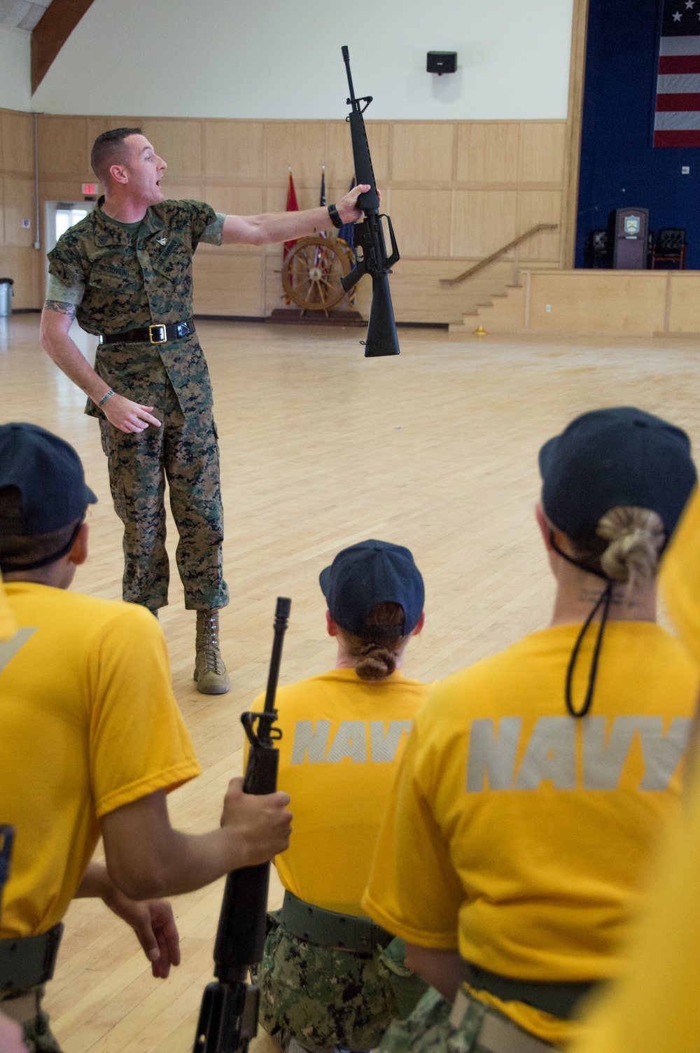 Officer Candidate School (OCS) class 01-20, here at Officer Training Command, Newport, Rhode Island, (OTCN) practices drill and ceremony on Aug. 5, 2019.