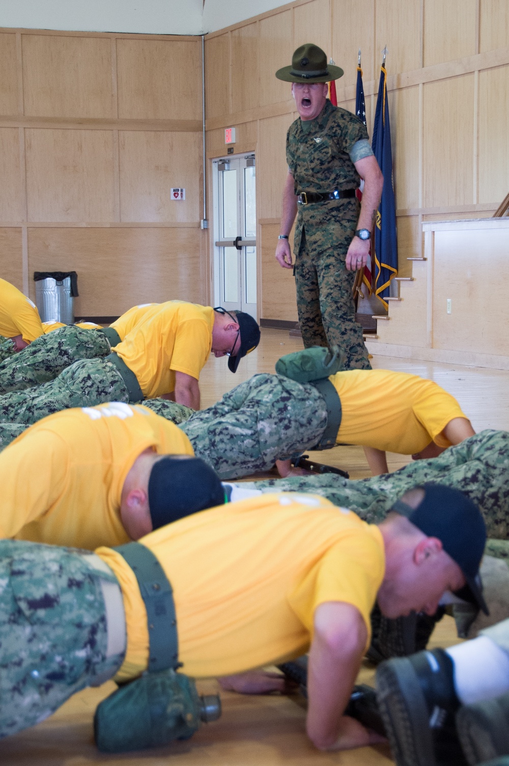 Officer Candidate School (OCS) class 01-20, here at Officer Training Command, Newport, Rhode Island, (OTCN) practices drill and ceremony on Aug. 5, 2019.