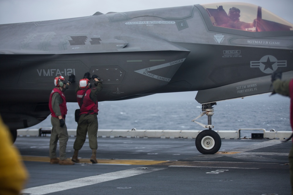 Marine F-35B Lightning II Fighter aircraft complete GAU-22 cannon, ordnance hot reload exercise in Indo-Pacific Region