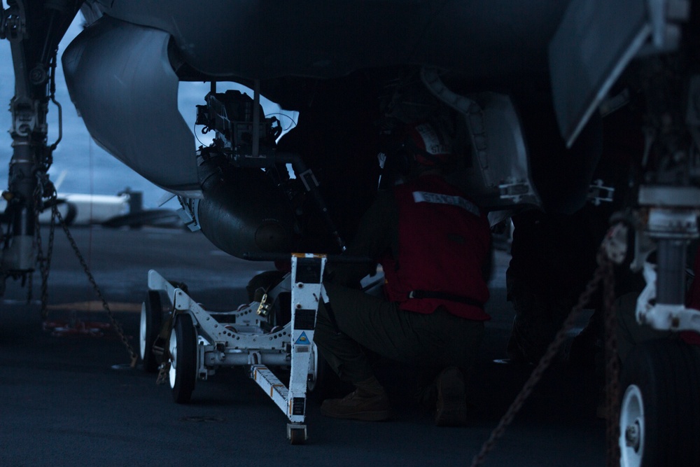 Marine F-35B Lightning II Fighter aircraft complete GAU-22 cannon, ordnance hot reload exercise in Indo-Pacific Region