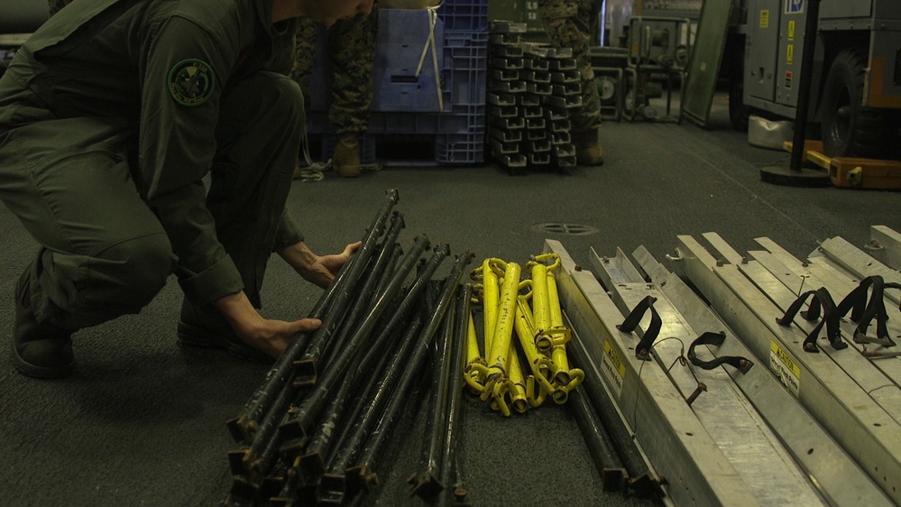 VMM-265 (Rein.) Marines prepare for FARP aboard USS Wasp