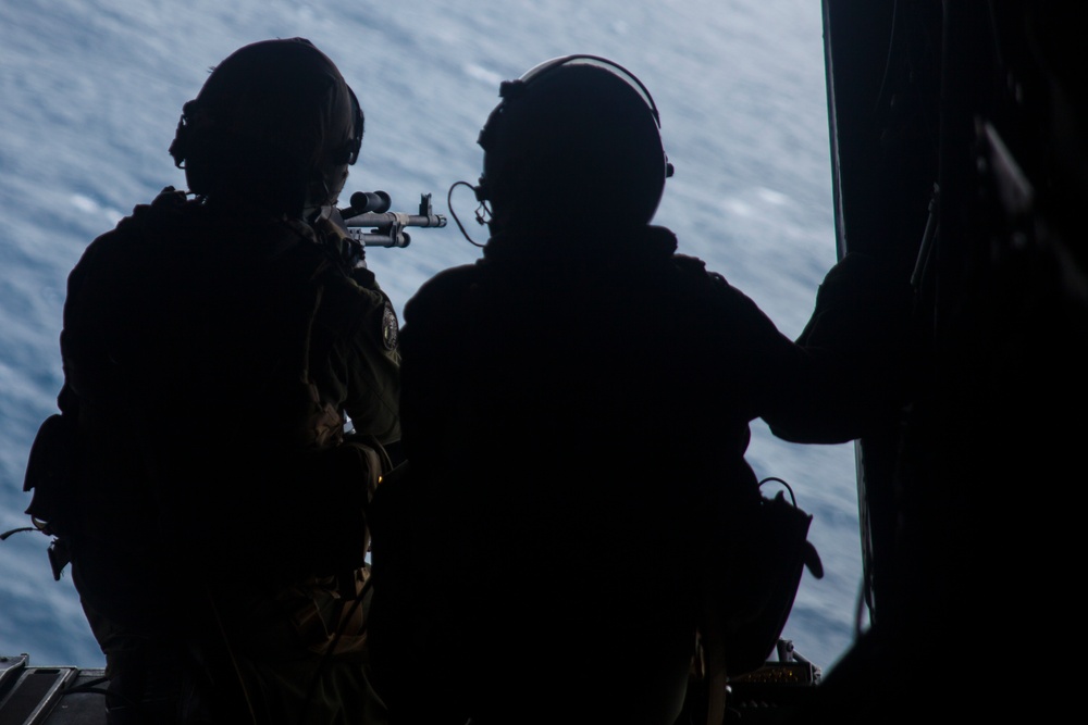 31st MEU Marines conduct MV-22B Osprey aerial gunnery exercise from USS Wasp