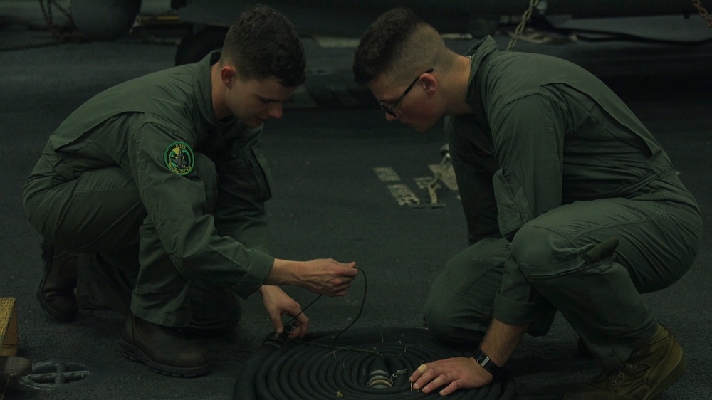 VMM-265 (Rein.) Marines prepare for FARP aboard USS Wasp