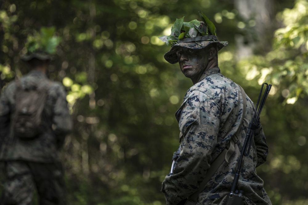 Lima Company patrols stealthily in Fort Knox, Kentucky