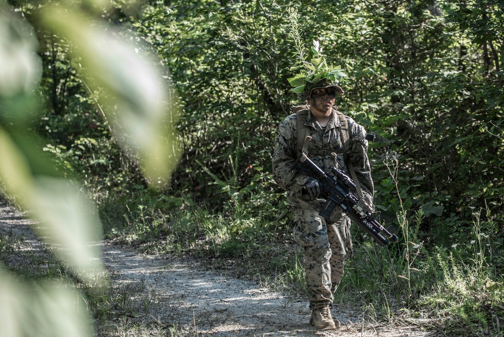 Lima Company patrols stealthily in Fort Knox, Kentucky