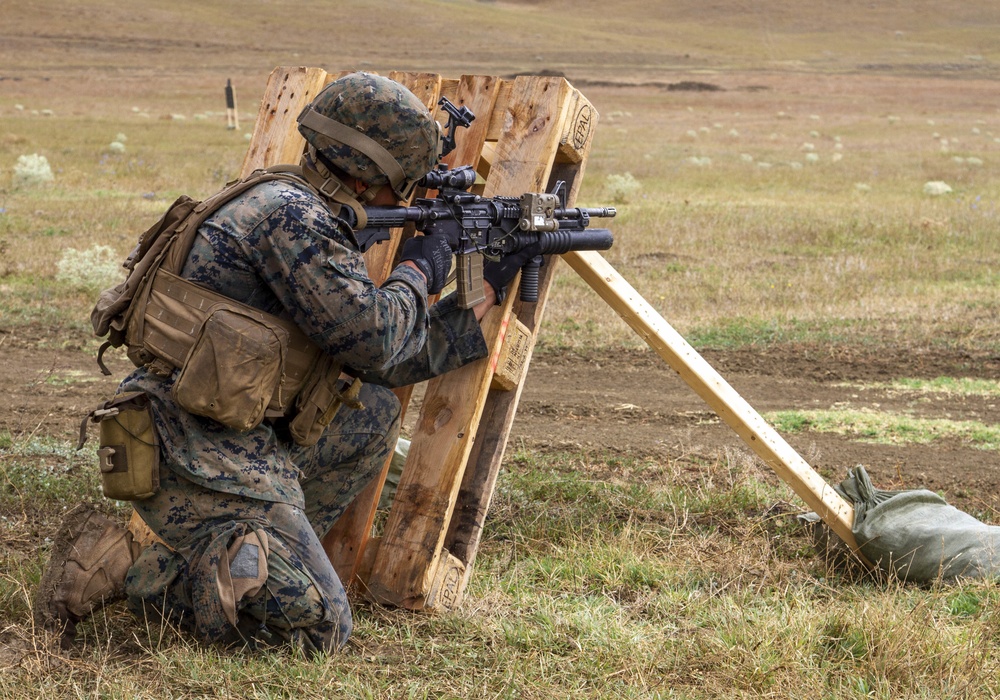 U.S. Marines and British soldiers conduct stress shoot