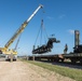 Soldiers from the 1158th Transportation Company Wisconsin National Guard conduct rail loading operations