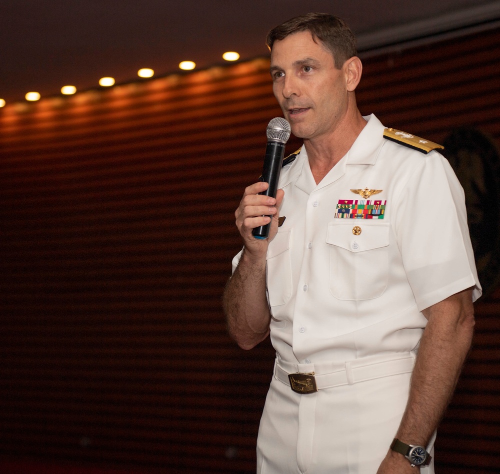 Rear Adm. Gumbleton Speaks at Reception During USNS Carson City Port Visit to Nigeria