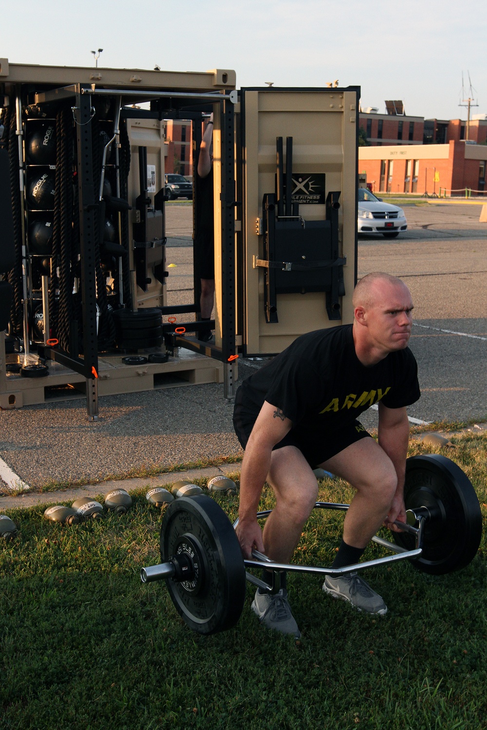 The 97th Military Police Battalion use portable for PT to better prepare themselves for the new Army Combat Fitness Test, slated to begin October 2020.