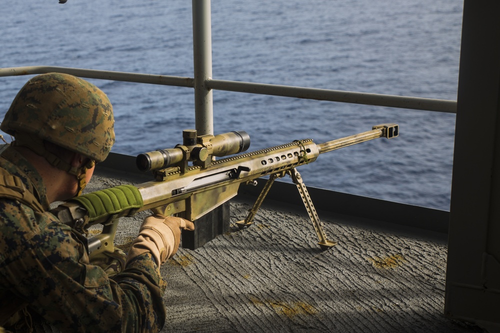 31st MEU scout snipers conduct defense of the amphibious task force aboard USS Wasp