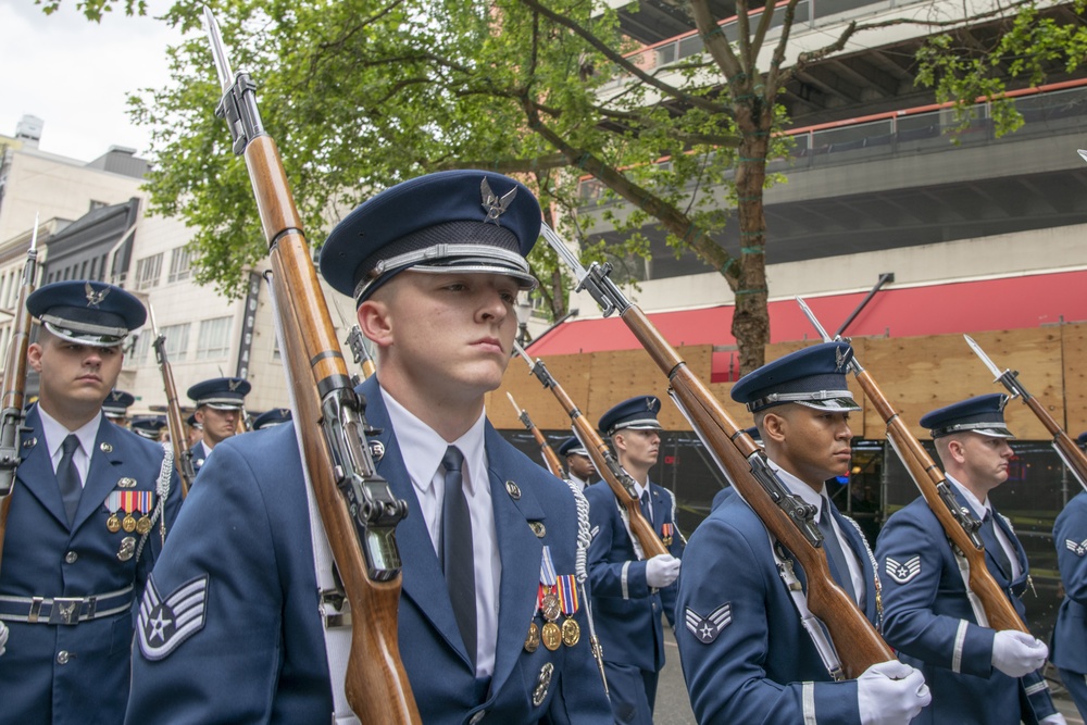 Air Force Honor Guard Performs at Portland Rose Festival Parade