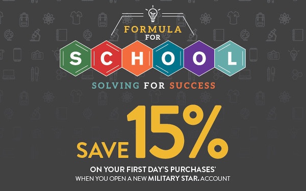 Save 15% More on Back-to-School Shopping at the Exchange with New MILITARY STAR Accounts Aug. 15-29