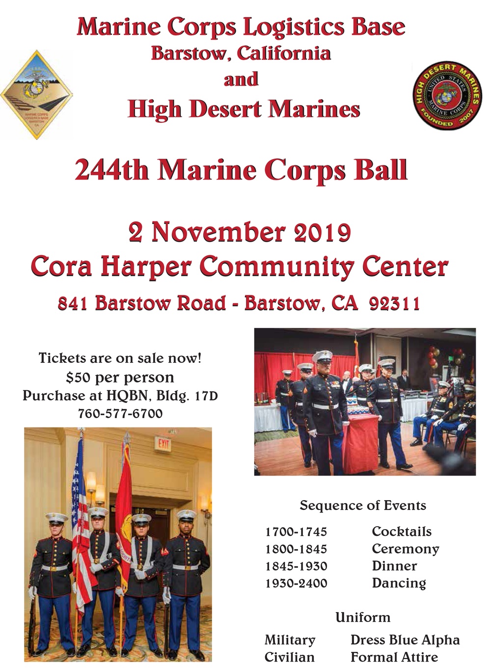 MCLB Barstow 244th Marine Corps Ball
