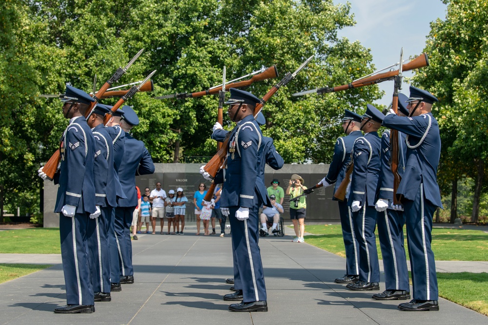 Air Force Honor Guard Drill Team Performs at Air Force Memorial