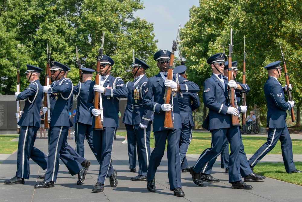 Air Force Honor Guard Drill Team Performs at Air Force Memorial