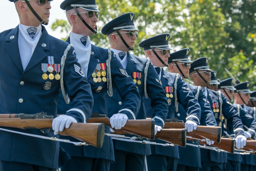 Air Force Honor Guard Drill Team Performs at Air Force Memorial