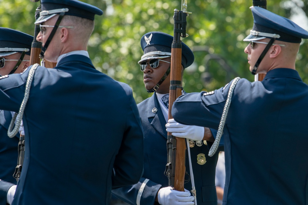 Air Force Honor Guard Drill Team Performs at Air Force Memorial