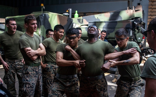 31st MEU Marines hold taser qualification training aboard USS Ashland