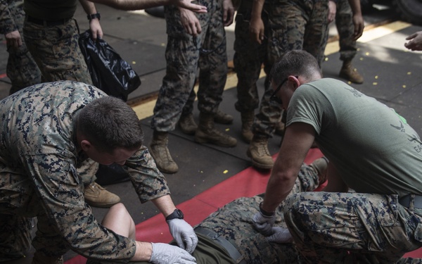 31st MEU Marines hold taser qualification training aboard USS Ashland