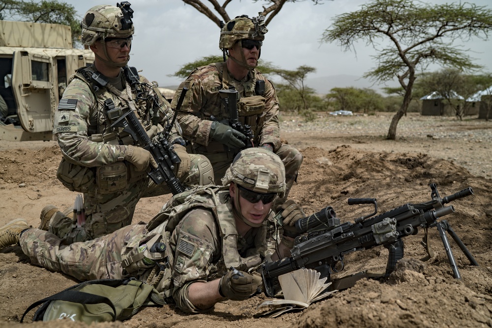 101st Airborne perimeter defense drill in Ethiopia