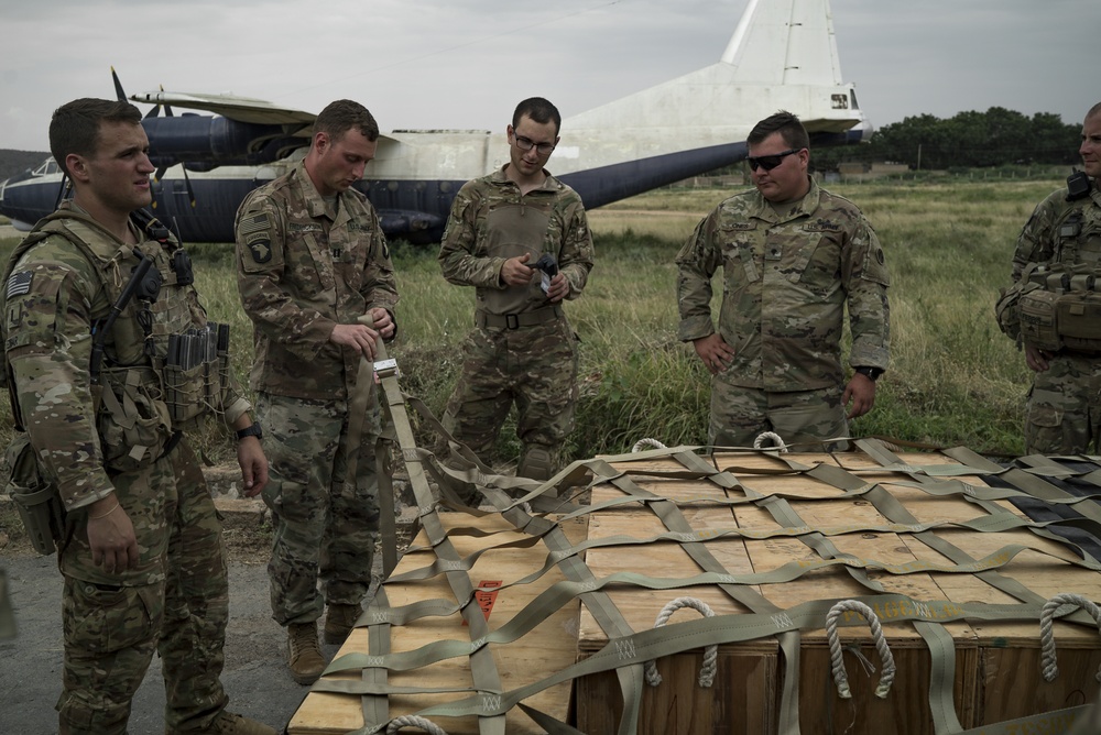 101st Airborne weapons pallet in Ethiopia