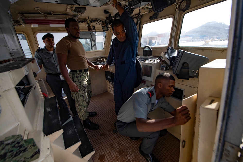 USNS Carson City Sailors Conduct Small Boat Maintenance with Cabo Verde Coast Guard