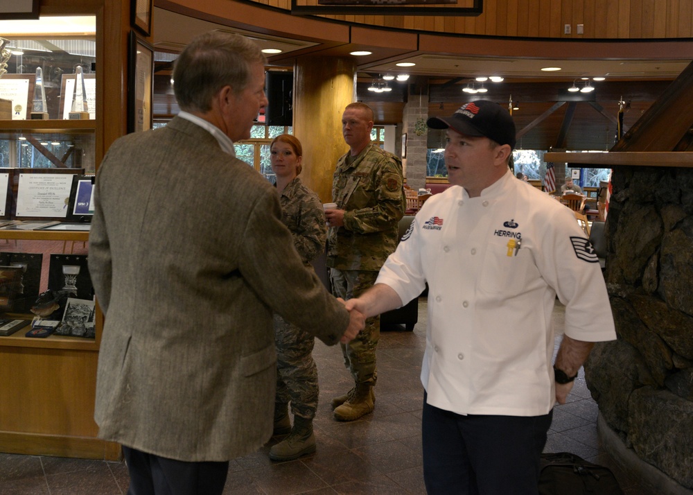 Retired Chief Master Sergeant of the Air Force Rodney McKinley visits Joint Base Elmendorf-Richardson, Alaska.