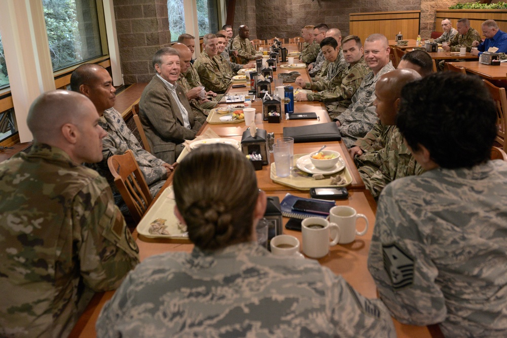 Retired Chief Master Sergeant of the Air Force Rodney McKinley visits Joint Base Elmendorf-Richardson, Alaska.