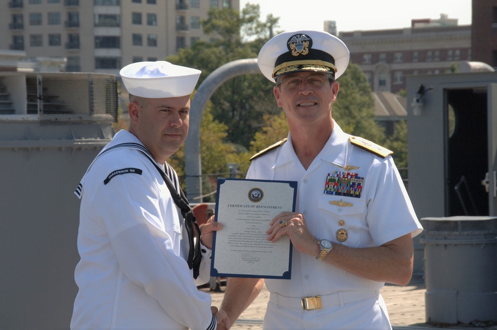 Naval Museum hosts a re-enlistment ceremony