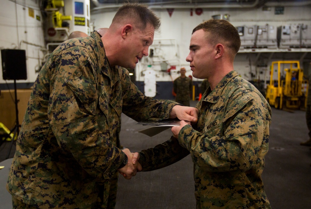 31st MEU Marines graduate from Corporals Course Professional Military Education aboard USS Wasp