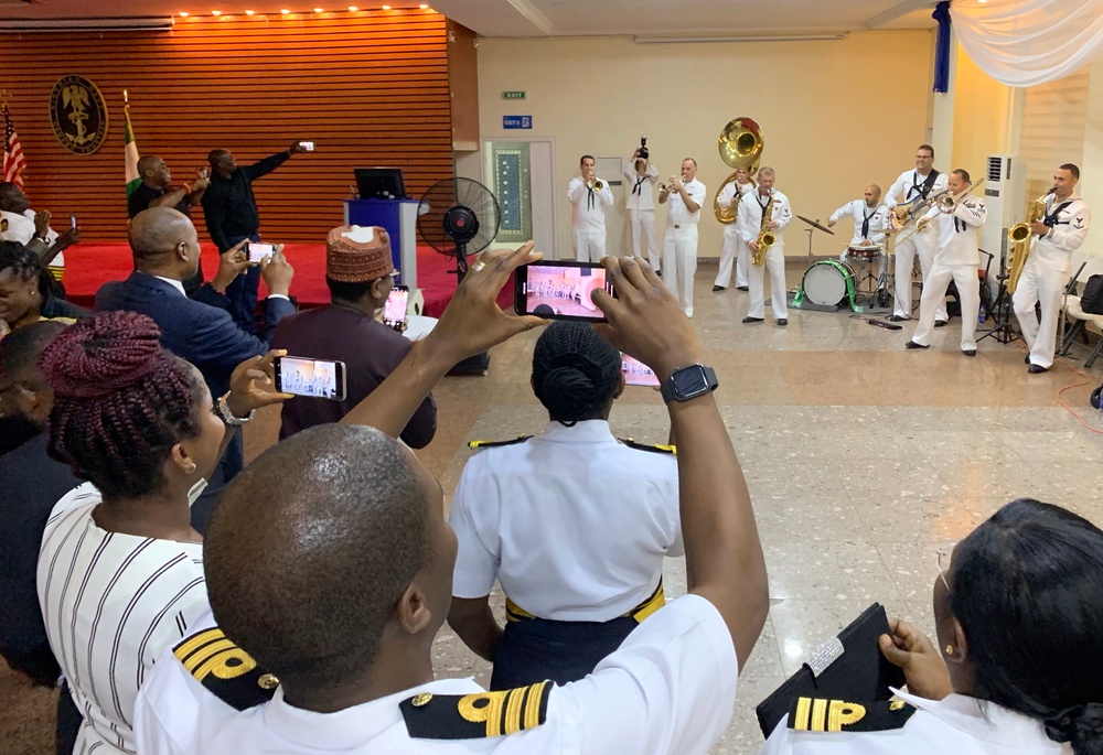Naval Forces Europe's Band 'Topside' Performs Local Song in Nigeria