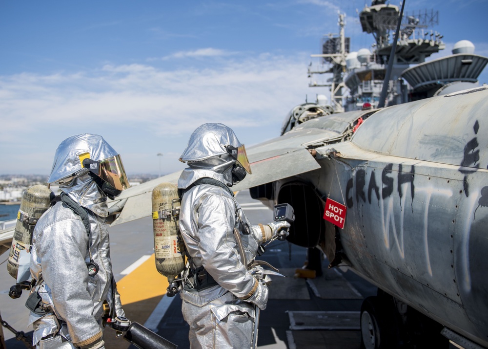 USS Makin Island conducts crash training.