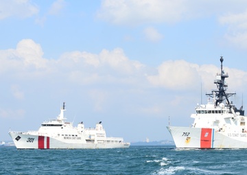 Coast Guard Cutter Stratton engages with Indonesian Bakamla (Coast Guard)