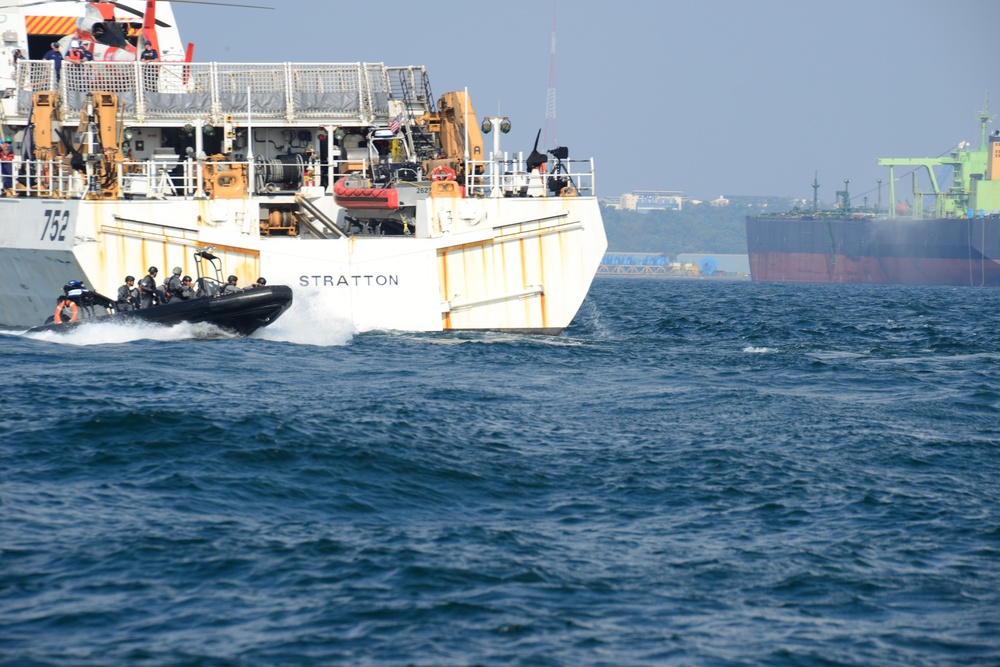 Coast Guard Cutter Stratton engages with Indonesian Bakamla (coast guard)
