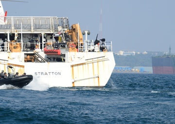 Coast Guard Cutter Stratton engages with Indonesian Bakamla (coast guard)