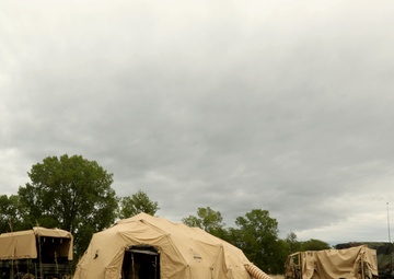 108th ASMC rehearses DRASH set-up for Role 1 medical treatment facility