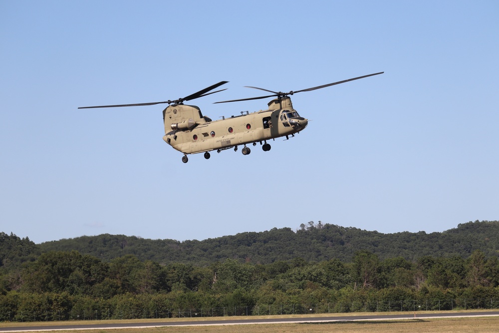 CH-47 Chinook, crew support 89B sling-load training at Fort McCoy