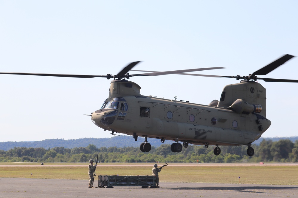 CH-47 Chinook, crew support 89B sling-load training at Fort McCoy