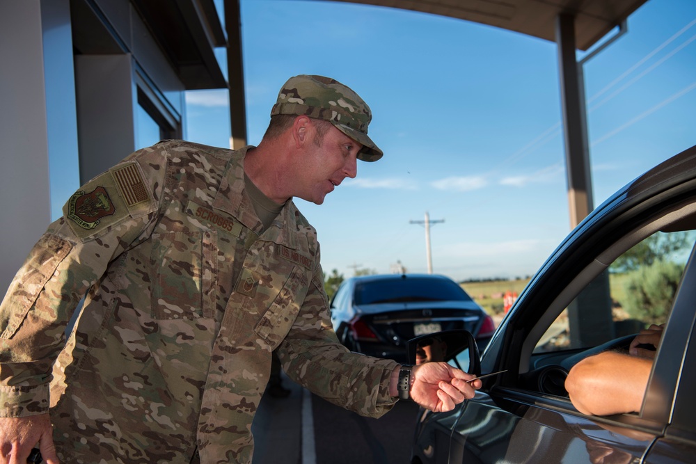 First sergeants check IDs at Schriever AFB gate